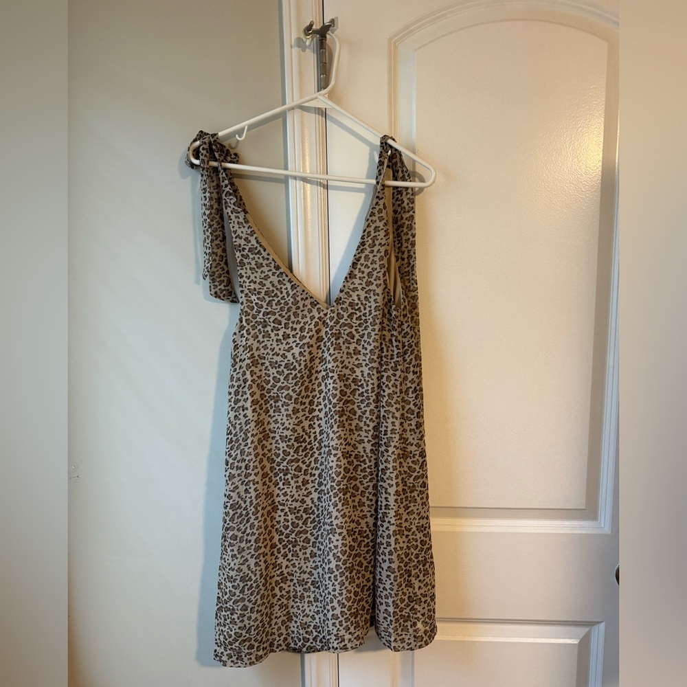 Pink Lily Wild Love Leopard Print Tie Shoulder
Dress - Size Small